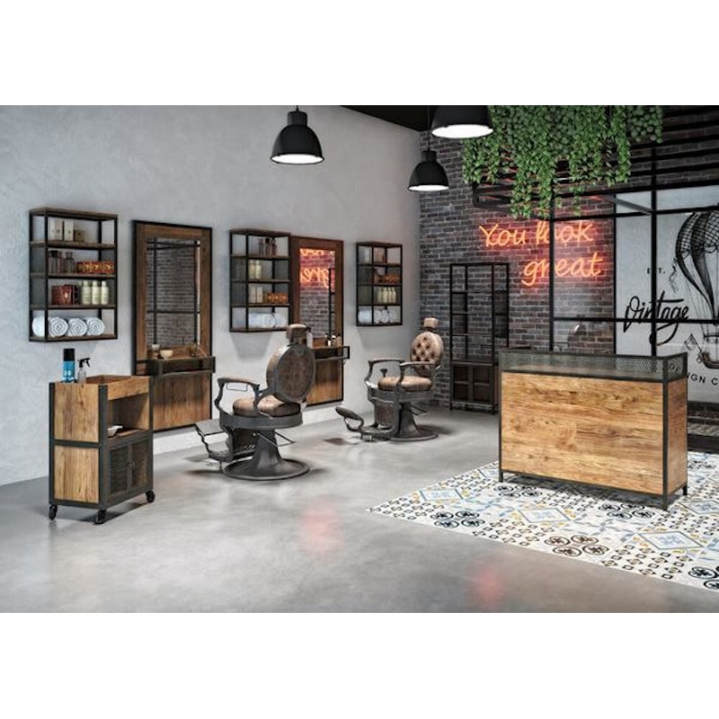 WALLY Étagère murale - mise en scène - mobilier barbier - mobilier barbershop - meuble barbier - Malys Equipements