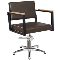 [MRP-OCEANBR-F] OCEAN BRUIN Kappersstoel - hout (Haardresserende fauteuilbasis: inox stervoorbasis, Coating: Marron Standard)