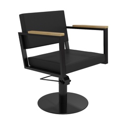 [MRP-OCEANB-F] OCEAN BLACK Fauteuil coiffure - bois (Base Fauteuil coiffure: Base étoile inox, Couleur de revêtement: Noir)