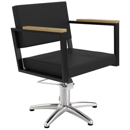 [MRP-OCEANB-F] OCEAN BLACK Hairdressing chair - wood (Hairdressing chair base: inox star base, Coating color: Black)