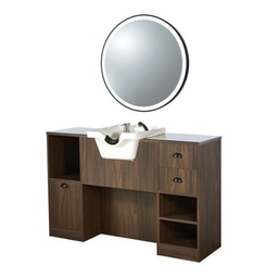 [MRP-OKE7BW] OKE 7 B Toilette con lavabo - Legno scuro (Colore del lavabo: Bacino Bianco)