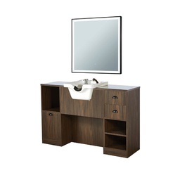 [MRP-OKE9B-WH] OKE 9 B Toilette con lavabo - Legno scuro (Colore del lavabo: Bacino Bianco)